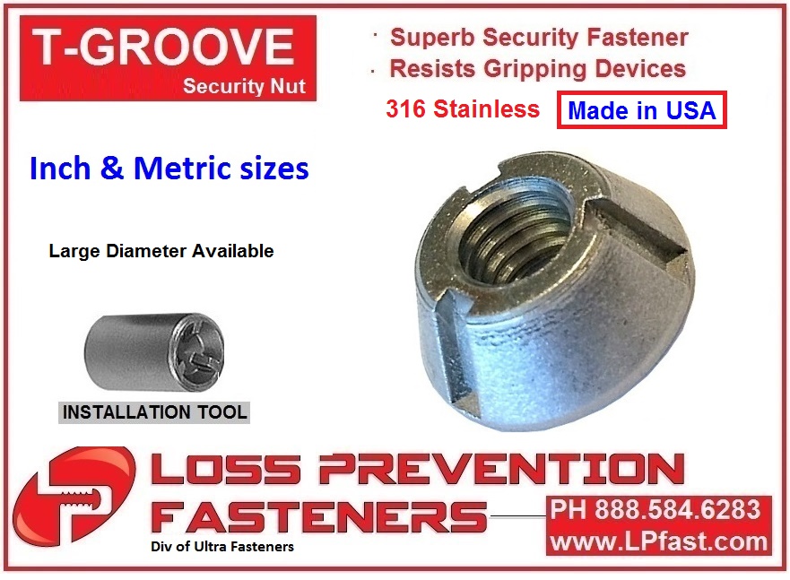 VV12 316 Stainless 2pcs 3/8-16 Tri-Groove/Trident Tamperproof Security Nuts SS Anti-Theft 