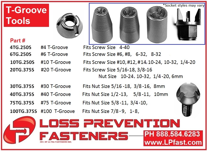 10-32 Tri-Groove Cone T-nuts Details about   24x TAMPRUF Tamper & Loss Prevention Zinc Nuts 