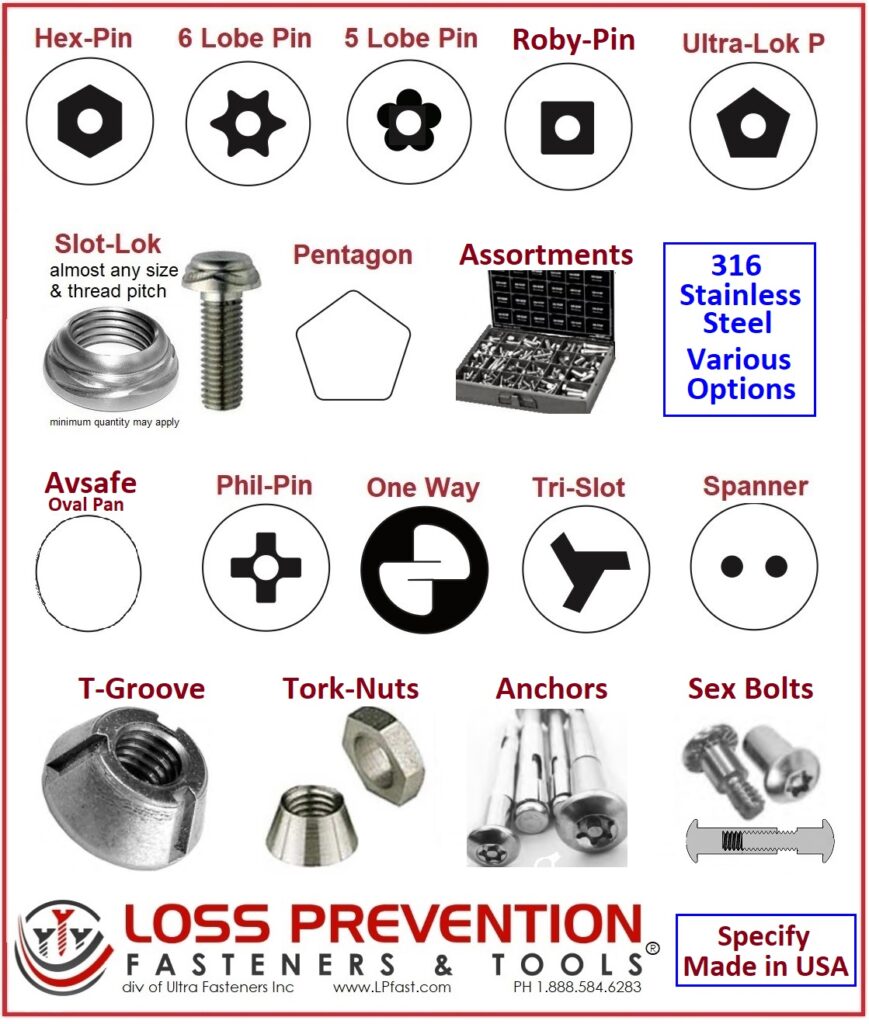 Security Fasteners Made in U.S.A. Stainless
