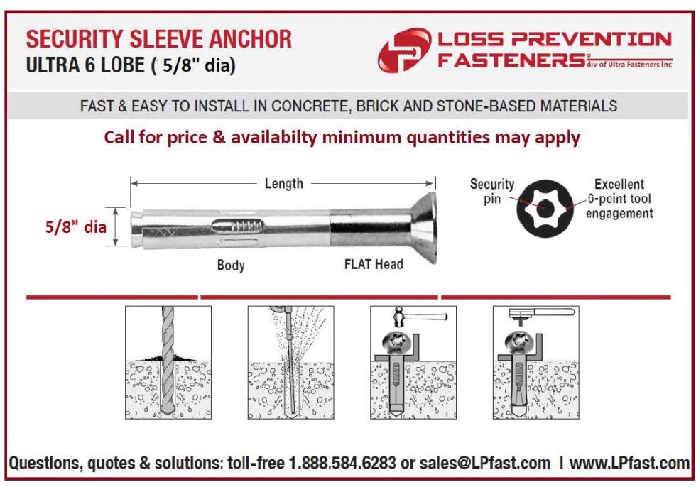 Sleeve Anchors TorxPin® Loss Prevention Fasteners