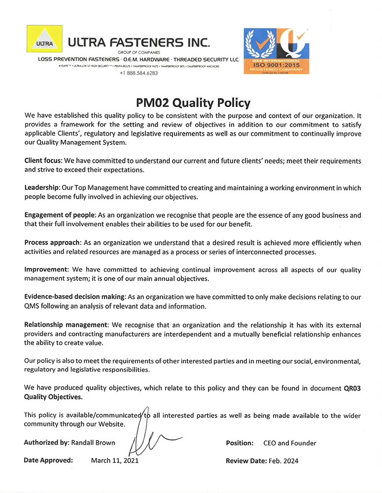 PM02 Quality Policy